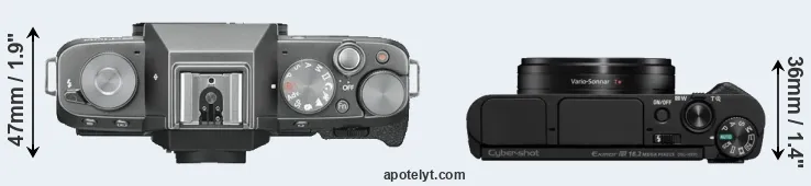 Compare X-T100 versus HX95 top