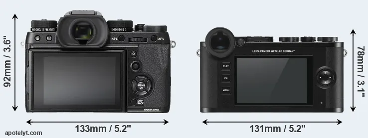 Comparison X-T2 or CL rear