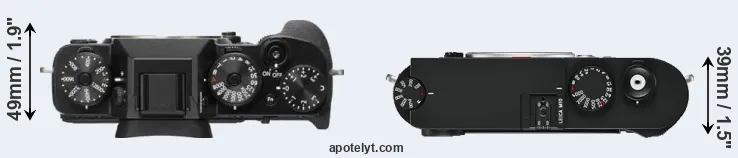 Compare X-T2 versus M10 top