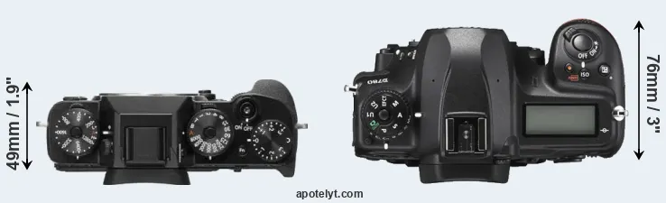 Compare X-T2 versus D780 top