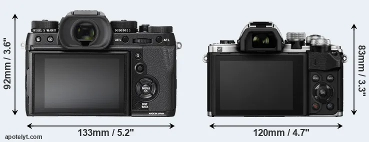 Comparison X-T2 or E-M10 II rear