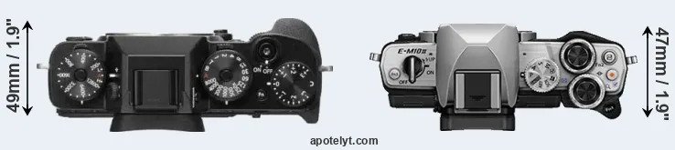 Compare X-T2 versus E-M10 II top
