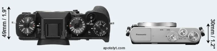 Compare X-T2 versus GM1 top