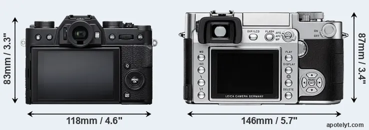 Comparison X-T20 or Digilux 3 rear