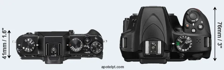 Compare X-T20 versus D3400 top
