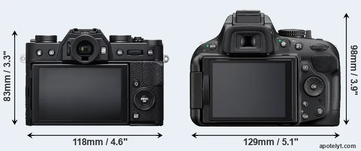 Comparison X-T20 or D5200 rear