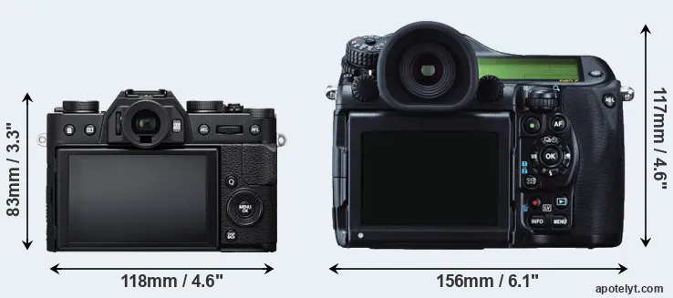 Comparison X-T20 or 645Z rear