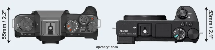 Compare X-T200 versus A6500 top
