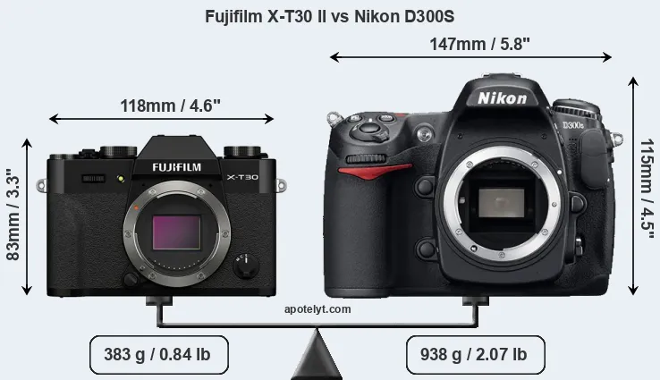 Size Fujifilm X-T30 II vs Nikon D300S