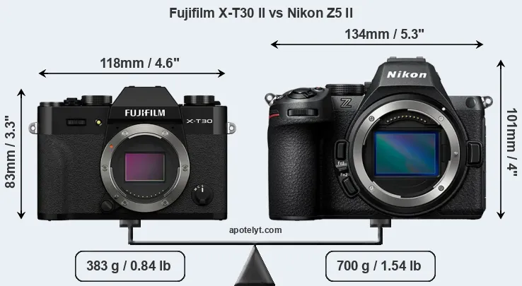 Size Fujifilm X-T30 II vs Nikon Z5 II