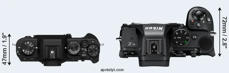 Compare X-T30 II versus Z5 II top