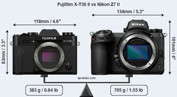 Size Fujifilm X-T30 II vs Nikon Z7 II