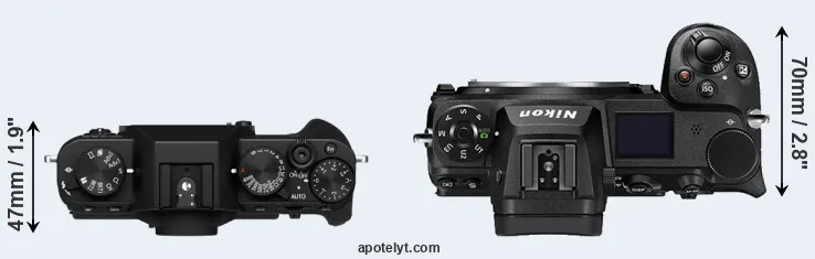 Compare X-T30 II versus Z7 II top