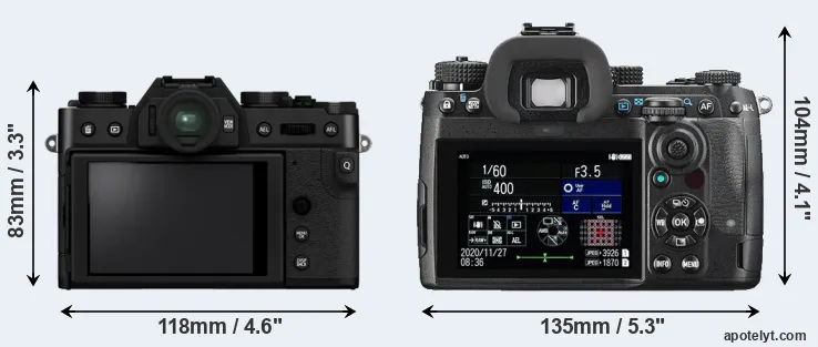 Comparison X-T30 II or K-3 III rear