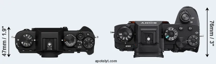 Compare X-T30 II versus A9 II top