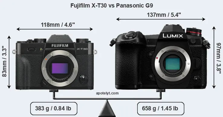 Size Fujifilm X-T30 vs Panasonic G9
