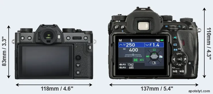 Comparison X-T30 or K-1 II rear