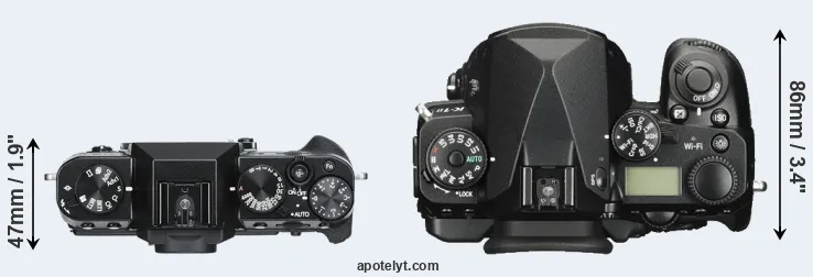Compare X-T30 versus K-1 II top