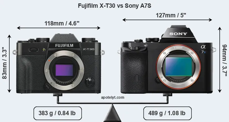 Size Fujifilm X-T30 vs Sony A7S