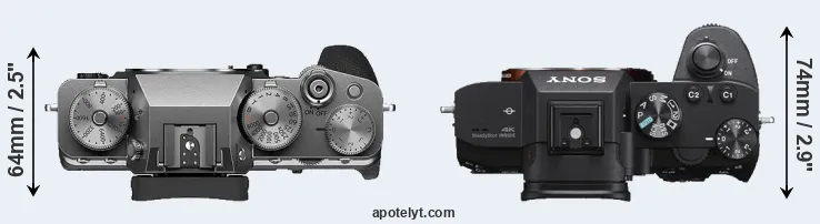 Compare X-T4 versus A7 III top