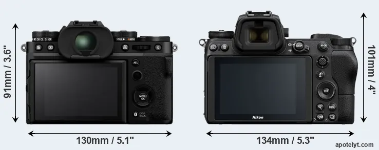 Comparison X-T5 or Z6 rear