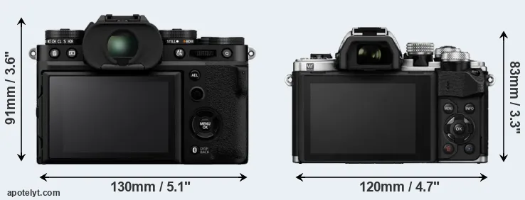 Comparison X-T5 or E-M10 II rear