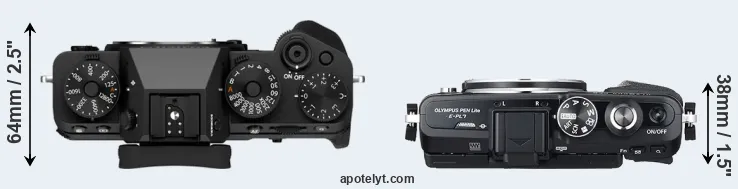 Compare X-T5 versus E-PL7 top
