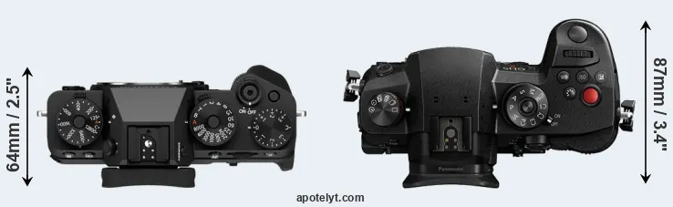 Compare X-T5 versus GH5 II top