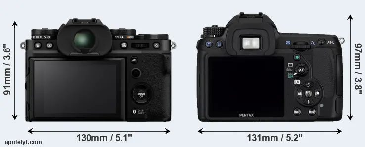 Comparison X-T5 or K-5 rear