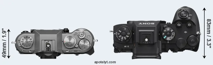 Compare X-T50 versus A1 II top