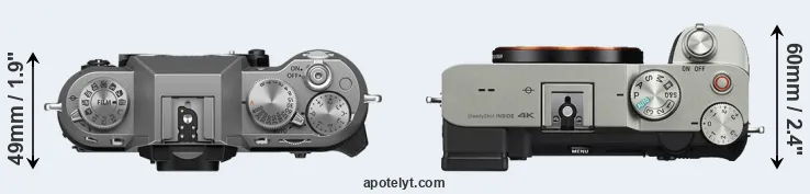Compare X-T50 versus A7C top