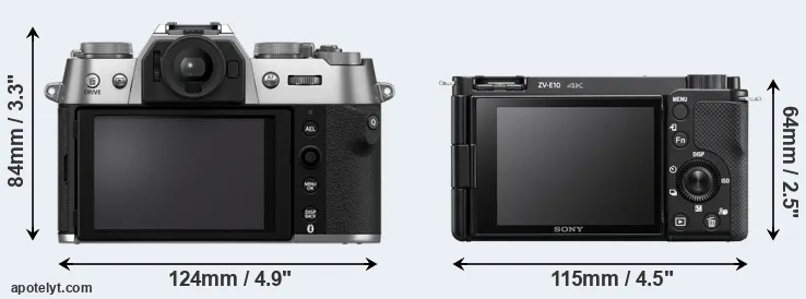 Comparison X-T50 or ZV-E10 rear