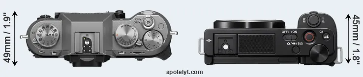 Compare X-T50 versus ZV-E10 top