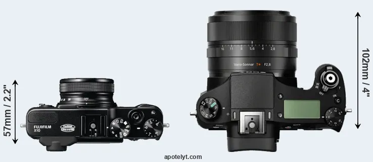Compare X10 versus RX10 top