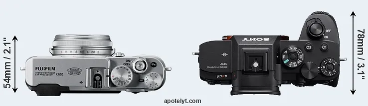 Compare X100 versus A7R IV top