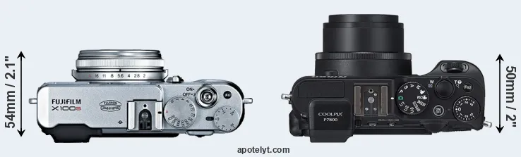 Compare X100S versus P7800 top