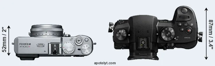 Compare X100T versus GH5 top