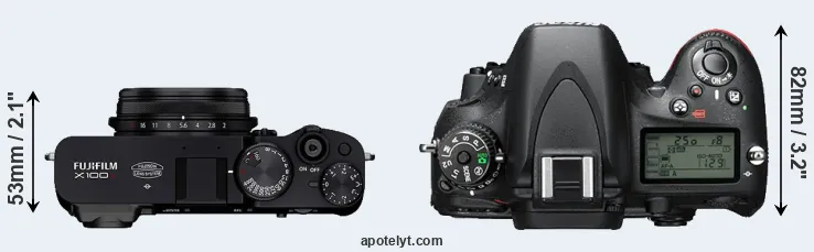 Compare X100V versus D610 top