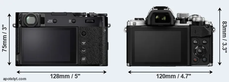 Comparison X100V or E-M10 II rear