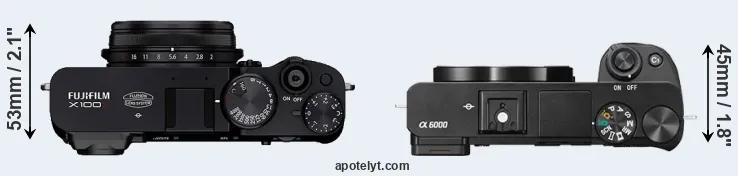 Compare X100V versus A6000 top