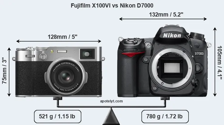 Size Fujifilm X100VI vs Nikon D7000