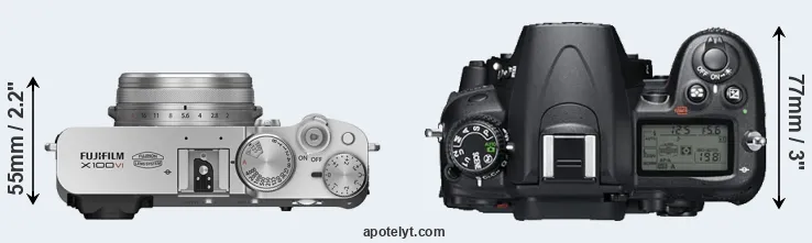 Compare X100VI versus D7000 top