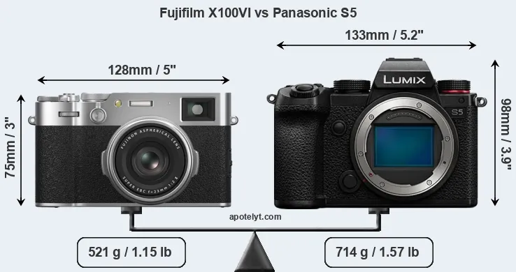 Size Fujifilm X100VI vs Panasonic S5