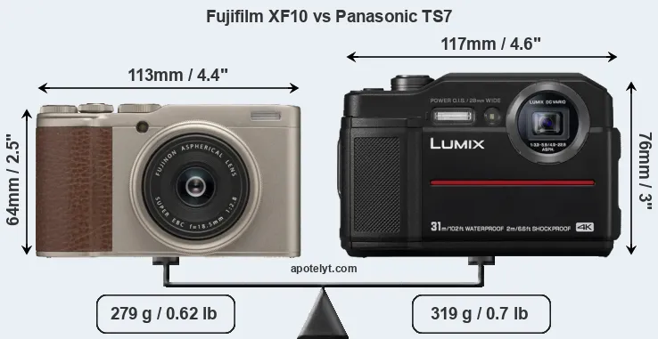 Size Fujifilm XF10 vs Panasonic TS7
