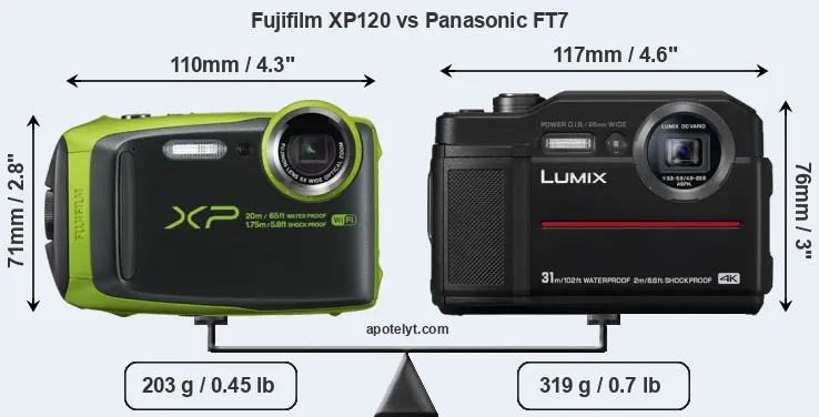 Size Fujifilm XP120 vs Panasonic FT7