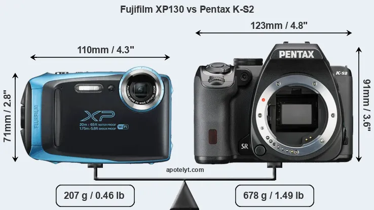 Size Fujifilm XP130 vs Pentax K-S2