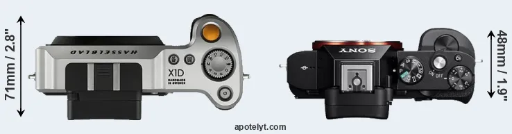 Compare X1D versus A7 top