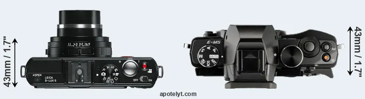 Compare D-LUX 5 versus E-M5 top