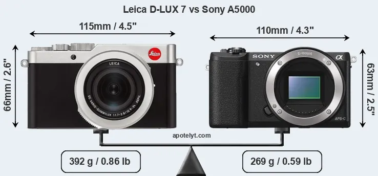 Size Leica D-LUX 7 vs Sony A5000
