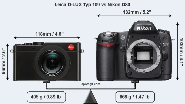 Size Leica D-LUX Typ 109 vs Nikon D80